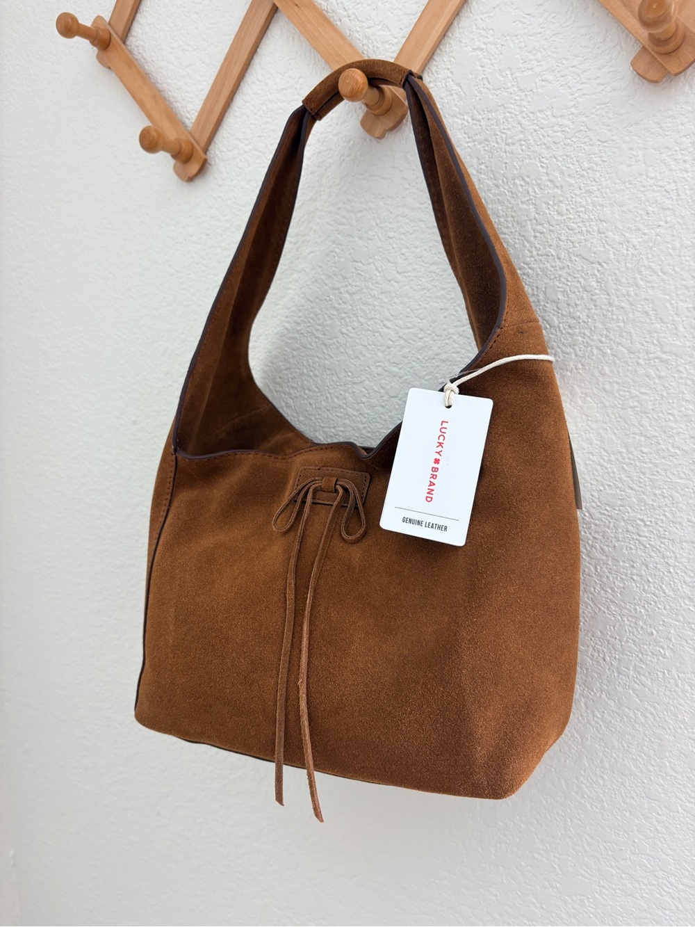 NWT Lucky Brand Clem Suede Hobo Shoulder Bag in Brown